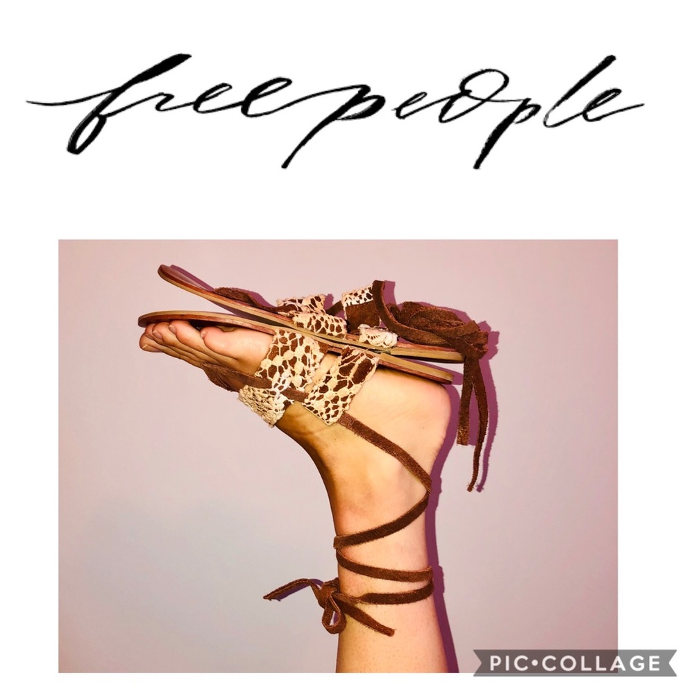 NEW Free People Lace up Leather Sandals Size 38